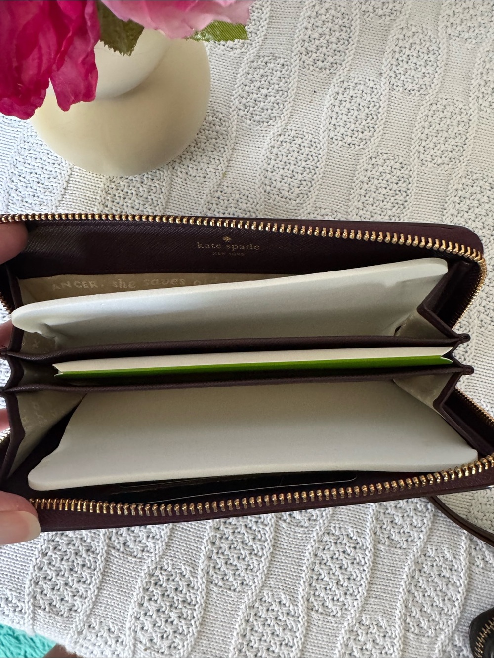 Kate Spade NWOT laser cut plum STORYBOOK zip around wallet - Picture 3 of 5